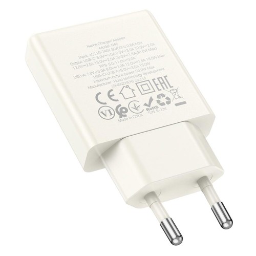 Адаптер мережевий HOCO Biscuit charger N45 |1USB/1Type-C, QC/PD, 30W/3A| white