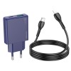Адаптер мережевий HOCO Type-C to Lightning cable Biscuit charger N45 |1USB/1Type-C, QC/PD, 30W/3A| white