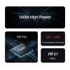 Адаптер мережевий USAMS US-UM Fast Charger Kit GaN Type-C To Type-C Cable 240W PD3.1 T52 US-CC168  |1USB/2Type-C, 140W/5A, PD/QC| black