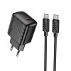 Адаптер мережевий HOCO Type-C to Type-C Cable Puerto single-port charger set CS24A |1Type-C, 25W/3A| black