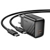 Адаптер мережевий HOCO Type-C to Type-C Cable Puerto single-port charger set CS24A |1Type-C, 25W/3A| black