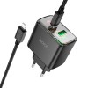 Адаптер мережевий HOCO Smart charger Type-C to Lightning cable set CS42A |1Type-C/1USB, 30W/3A, PD/QC| black
