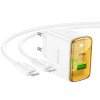 Адаптер мережевий HOCO Smart charger Type-C to Type-C cable set CS42A |1Type-C/1USB, 30W/3A, PD/QC| white