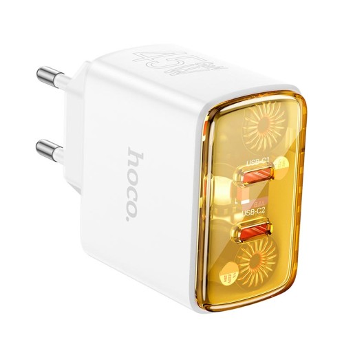 Адаптер мережевий HOCO Smart charger CS43A |2Type-C, 45W/3A, PD/QC| white