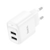 Адаптер мережевий HOCO Smart dual-port charger C141A |2USB. 2.1A/10.5W| white