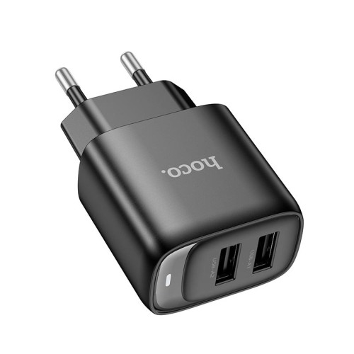 Адаптер мережевий HOCO Smart dual-port charger C141A |2USB. 2.1A/10.5W| white
