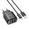 Адаптер мережевий HOCO Micro USB Cable Smart dual-port charger C141A |2USB. 2.1A/10.5W| black