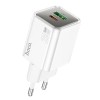 Адаптер мережевий HOCO Glorious N46 |1USB/1Type-C, 20W/3A, PD/QC| white