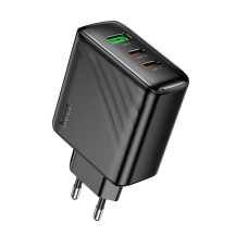 Адаптер мережевий HOCO Article charger CS26A |1USB/2Type-C, 45W/3A, PD/QC| black