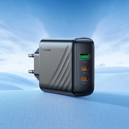 Адаптер мережевий HOCO Article charger CS26A |1USB/2Type-C, 45W/3A, PD/QC| black