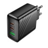 Адаптер мережевий HOCO Article charger CS26A |1USB/2Type-C, 45W/3A, PD/QC| black