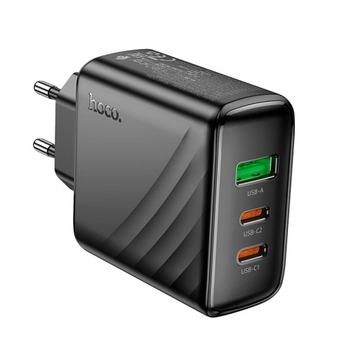 Адаптер мережевий HOCO Article charger CS26A |1USB/2Type-C, 45W/3A, PD/QC| black