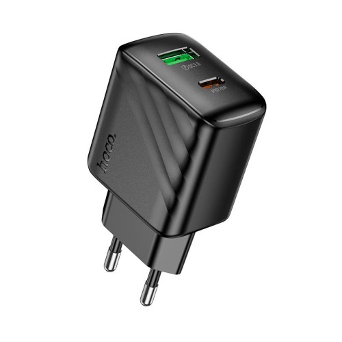 Адаптер мережевий HOCO Rico charger CS25A |1USB/1Type-C, 20W/3A| black