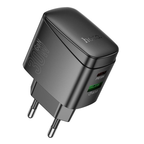 Адаптер мережевий HOCO Bright charger CS61A |1USB/1Type-C, 30W/3A| black