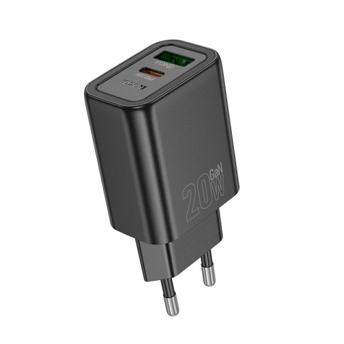 Адаптер мережевий HOCO Gentle charger N61 |1USB/1Type-C, 20W/3A, PD/QC| white