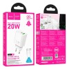 Адаптер мережевий HOCO Gentle charger N61 (Type-C to Type-C set) |1USB/1Type-C, 20W/3A, PD/QC| white