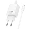 Адаптер мережевий HOCO Gentle charger N61 (Type-C to Type-C set) |1USB/1Type-C, 20W/3A, PD/QC| white