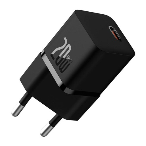 Адаптер мережевий Baseus GaN5 Fast Charger (mini) |1Type-C, 20W/3A, PD/QC| (With C to C 100W 1m cable) black