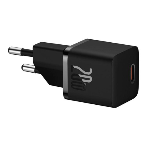 Адаптер мережевий Baseus GaN5 Fast Charger (mini) |1Type-C, 20W/3A, PD/QC| (With C to C 100W 1m cable) black