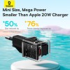 Адаптер мережевий Baseus GaN5 Fast Charger (mini) |1Type-C, 20W/3A, PD/QC| (With C to C 100W 1m cable) black