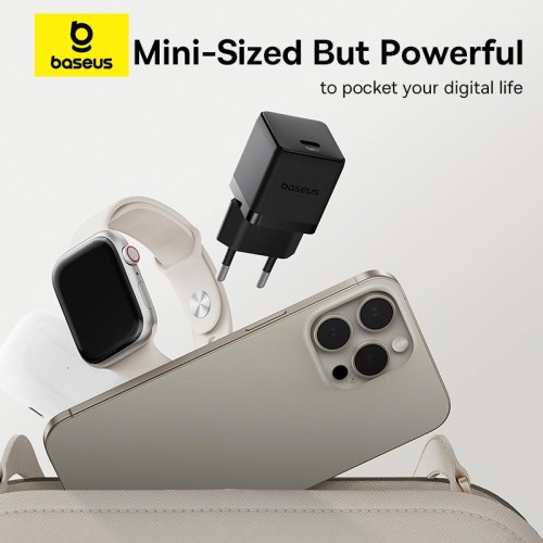 Адаптер мережевий Baseus Palm Fast Charger |1Type-C, 30W/3A, PD/QC| black