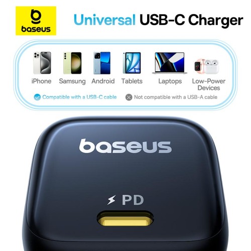 Адаптер мережевий Baseus PicoGo GaN Fast Charger |1Type-C, 45W/3A, PD/QC| black