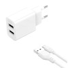 Адаптер мережевий XO Lightning Cable Dual USB Charger L109 |2USB, 2.4A| white