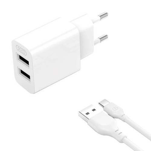 Адаптер мережевий XO Type-C Cable Dual USB Charger L109 |2USB, 2.4A| white