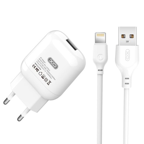 Адаптер мережевий XO Lightning Cable charger L37 |1USB, 2.1A| white