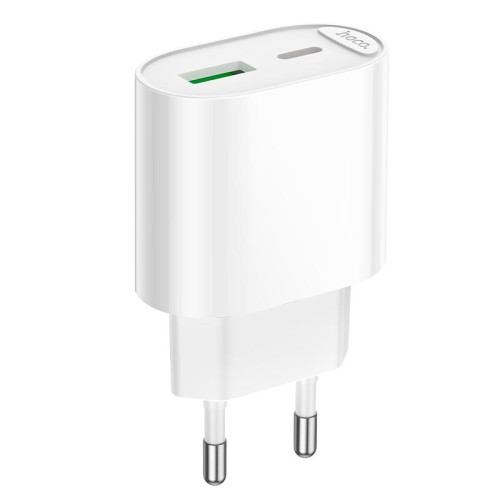 Адаптер мережевий HOCO Fighter charger C109A |1Type-C/1USB, 3A/20W, PD/QC| white