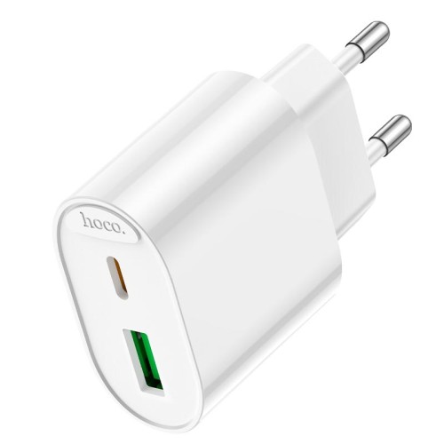 Адаптер мережевий HOCO Fighter charger C109A |1Type-C/1USB, 3A/20W, PD/QC| white