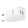 Адаптер мережевий HOCO Charm charger C147A |1USB/1Type-C, 20W/3A, PD/QC| white
