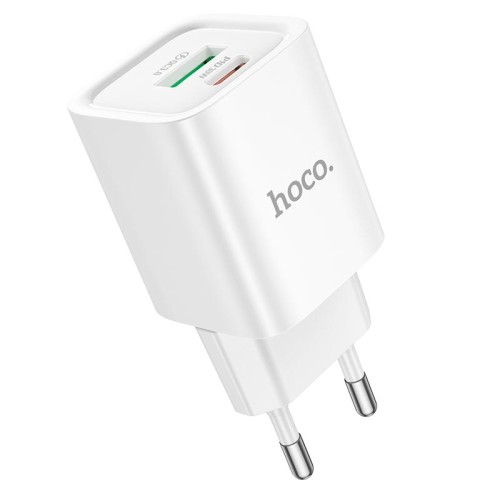 Адаптер мережевий HOCO Charm charger C149A |1USB/1Type-C, 30W/3A, PD/QC| white