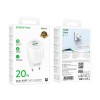 Адаптер мережевий Borofone Lustrous charger BA93A |1USB/1Type-C, 20W/3A, PD/QC| white