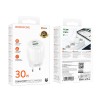 Адаптер мережевий Borofone Lustrous charger BA94A |1USB/1Type-C, 30W/3A, PD/QC| white