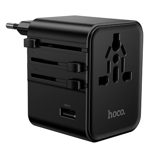 Адаптер мережевий HOCO Changer 4-port universal charger AC30 |2USB/2Type-C, 17W Max| black
