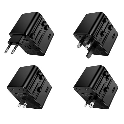 Адаптер мережевий HOCO Changer 4-port universal charger AC30 |2USB/2Type-C, 17W Max| black