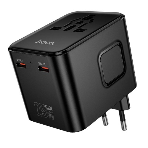 Адаптер мережевий HOCO Changer 3-port PD universal charger AC31 |1USB/2TypeC, PD/QC, 25W/3.4A| black