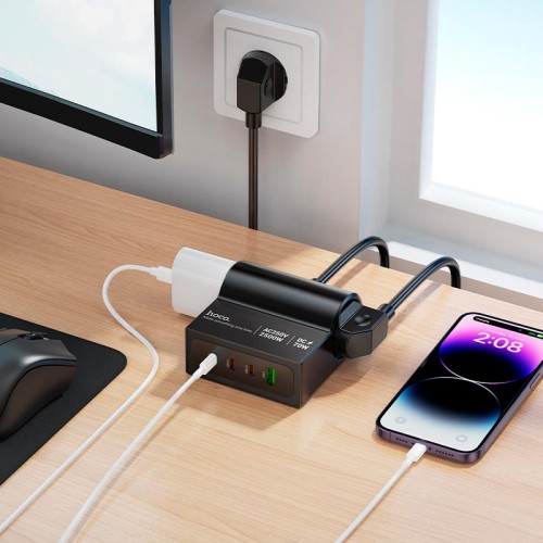 Подовжувач мережевий HOCO Win 2 position (PD70W/3C1A) desktop socket AC34 (L=1.5M) black