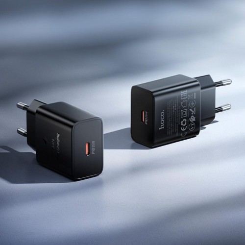 Адаптер мережевий HOCO Star single port PD charger N76 |25W/3A, PD/QC, GaN| black