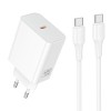 Адаптер мережевий HOCO C to C cable Source single port PD charger set C162A |1Type-C, 40W/3A, PD/QC| white