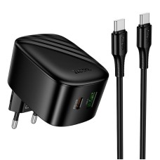 Адаптер мережевий C to C cable HOCO folding charger set CS101A |1USB/1Type-C, 20W/3A, PD/QC| black
