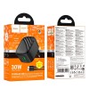 Адаптер мережевий HOCO C to C cable folding charger set CS102A|1USB/1Type-C, 30W/3A, PD/QC| black