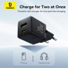 Адаптер мережевий BASEUS C to C cable Palm Fast Charger set |1USB/1Type-C, 20W/3A, PD/QC| black