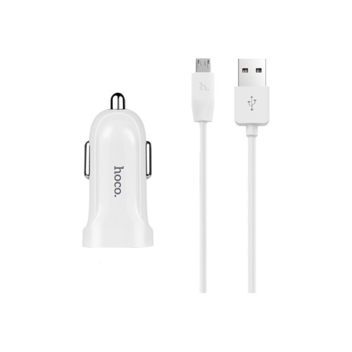 Адаптер автомобільний Hoco Micro cable Z2 |1USB, 1.5А| white
