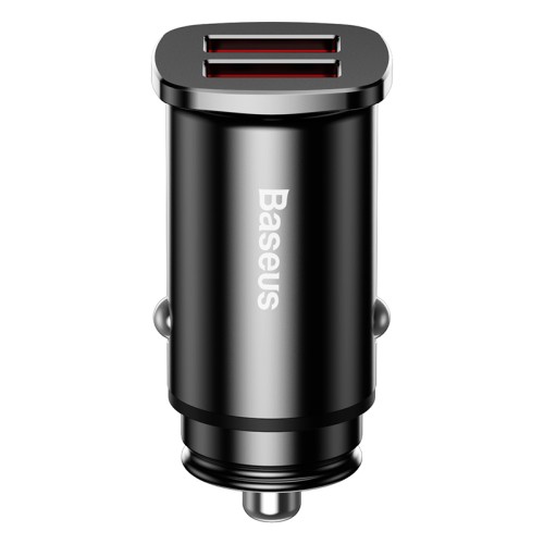 Адаптер автомобільний BASEUS Square metal |QC3.0, 2USB, 30W, 5A| black