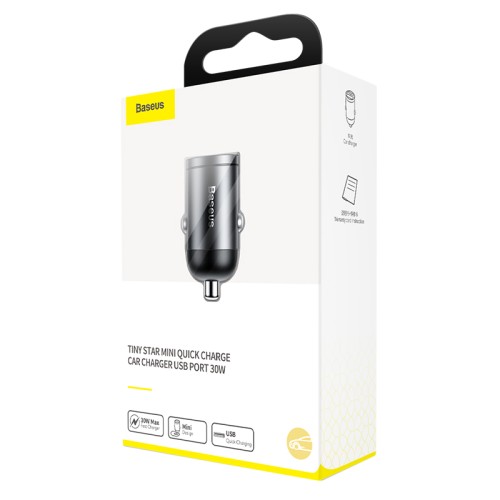 Адаптер автомобільний BASEUS Tiny Star Mini Quick Charge |1USB, QC3.0, 30W| (VCHX-A04) grey
