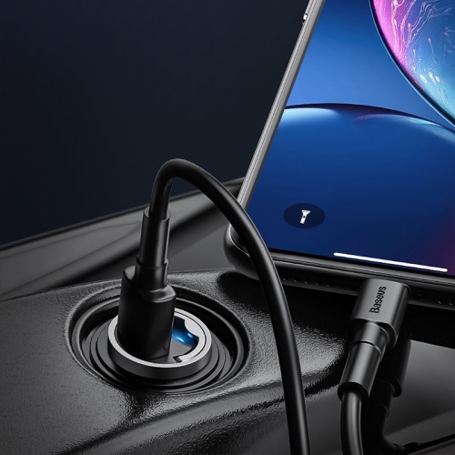 Адаптер автомобільний BASEUS Tiny Star Mini Quick Charge |1USB, QC3.0, 30W| (VCHX-A04) grey