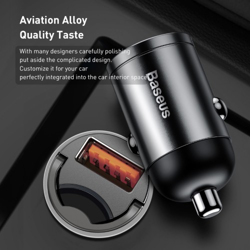Адаптер автомобільний BASEUS Tiny Star Mini Quick Charge |1USB, QC3.0, 30W| (VCHX-A04) grey