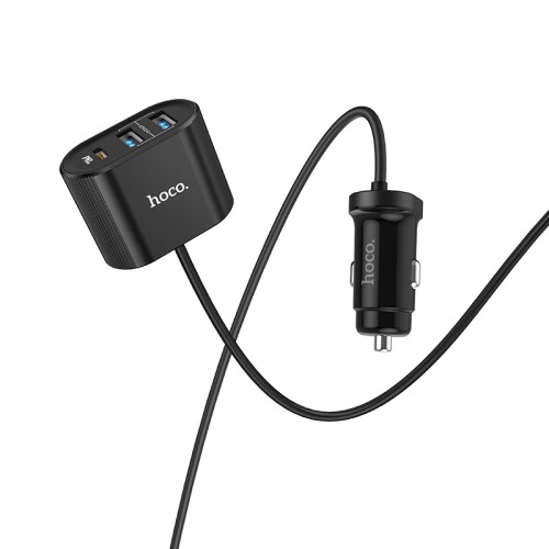 Адаптер автомобільний Hoco with LED Companheiro Front and Rear Seat Z35 |3USB/1Type-C,PD3.0/QC3.0, 3A| black